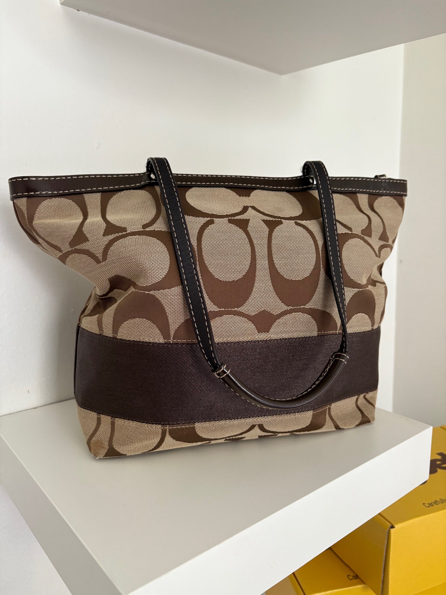Coach Signature Brown Canvas Tote Bag Y2K