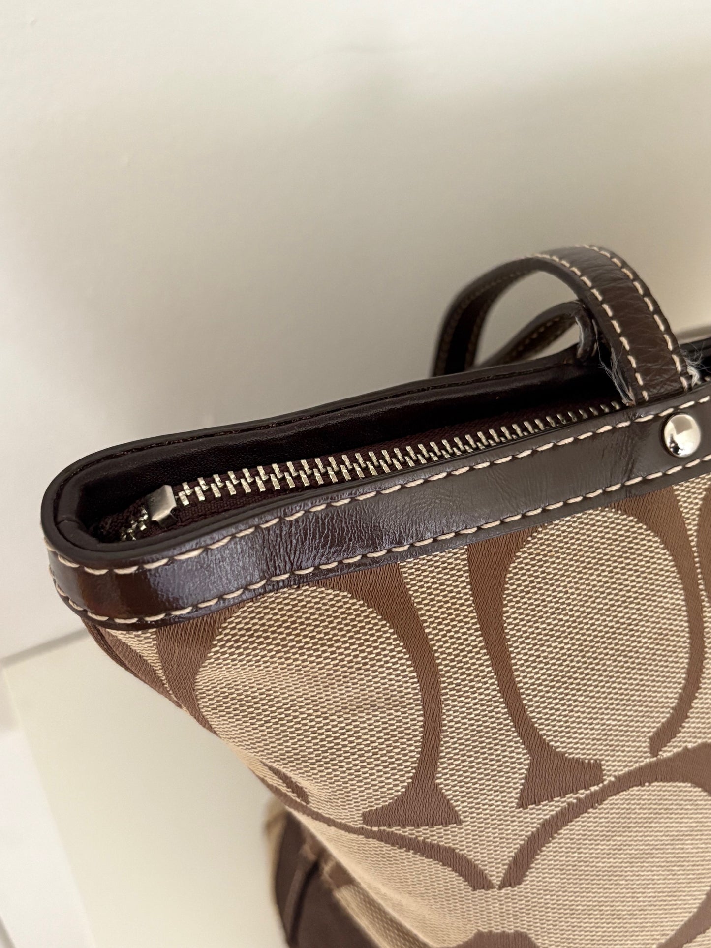 Coach Signature Brown Canvas Tote Bag Y2K