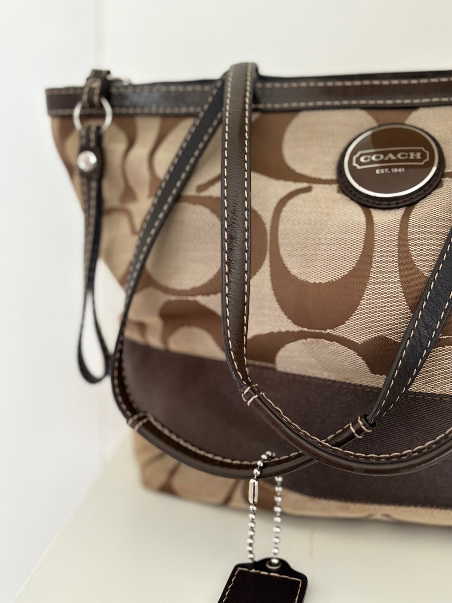 Coach Signature Brown Canvas Tote Bag Y2K